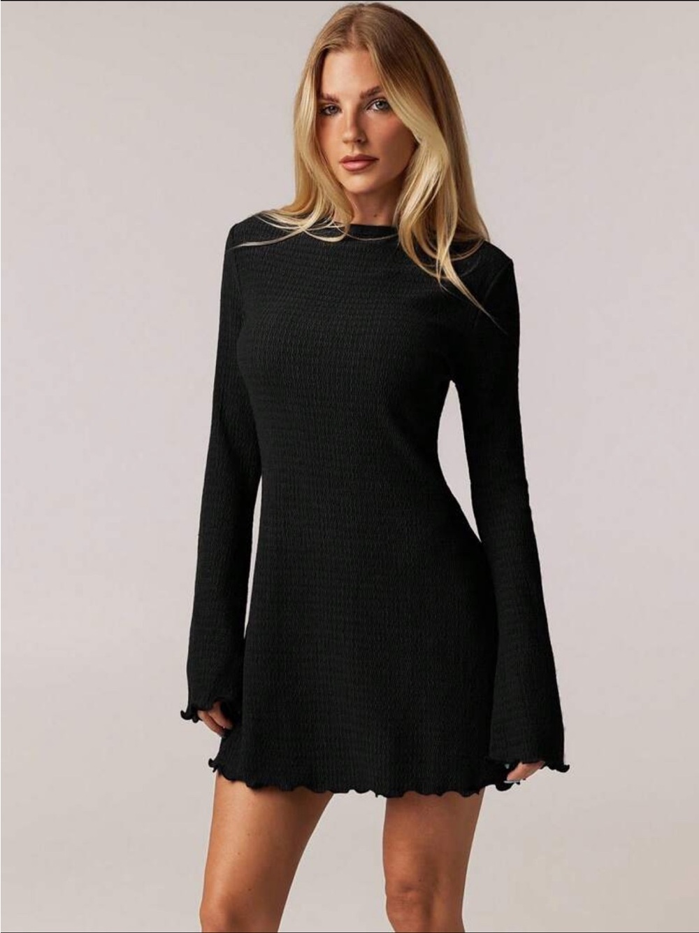 NWT Ribbed Mini Dress with Bell Sleeves